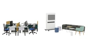 Bolia Pepe Sofa - 3 Seater, Bolia C3 Armchair, Campfire Pouf, m.a.d. Pier Table, m.a.d. Sling Side Table, Coalesse Exponents Mediaboard Cart, Diversal, Diversal Storage, Series1, Mobile Caddy, Navi Screen