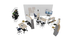 Steelcase Flex Collection, Steelcase Roam Collection, Coalesse Montara650 Seating, Polyvision Motif, Polyvision Sans, m.a.d. Urban Shelf, m.a.d. Lolli Bar Stool, m.a.d. Roto Stool
