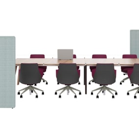 Steelcase B-Free Privacy Screen, Orangebox Cubb Table, Coalesse Massaud Conference