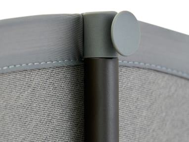 close up to a gray boundary tent screen