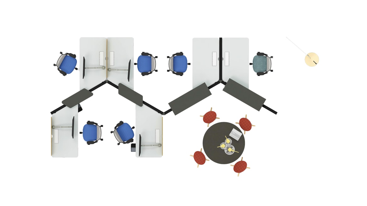 Planning Ideas Diversal, Diversal Storage, Series1, Mobile Caddy, Navi Screen, Coalesse Potrero 415 Table, Coalesse Enea Wood Base Stool