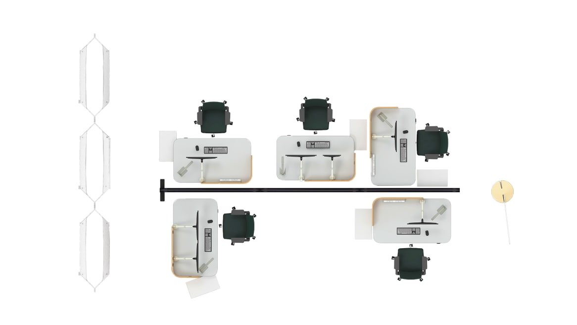 Planning Ideas Flex HAD, Flex HAD Screen, Gesture Seating, Flex Markerboard, Flex Acoustic Boundary, Flex Stand Table, Soto Light, UPV Mini Mobile Pedestal, CF Series Monitor Arm