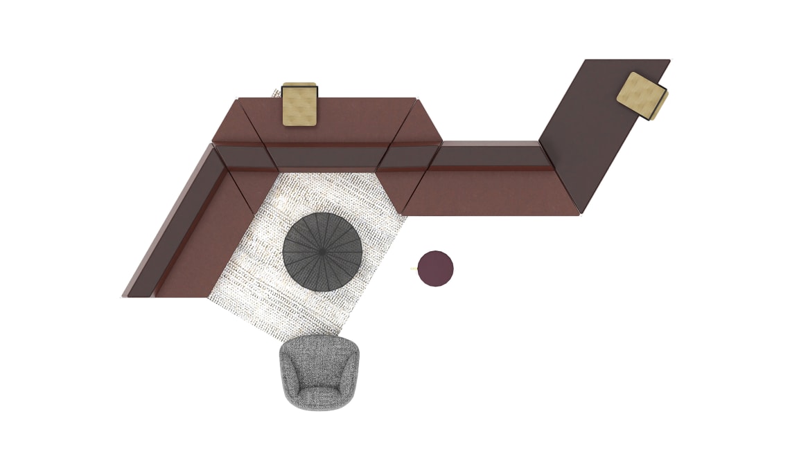 Media Scape Lounge Straight, Vitro, Coffe & Side Table, Grado Lip Sofa, Bolia Poufs Grab, M.a.d. Sling side table.