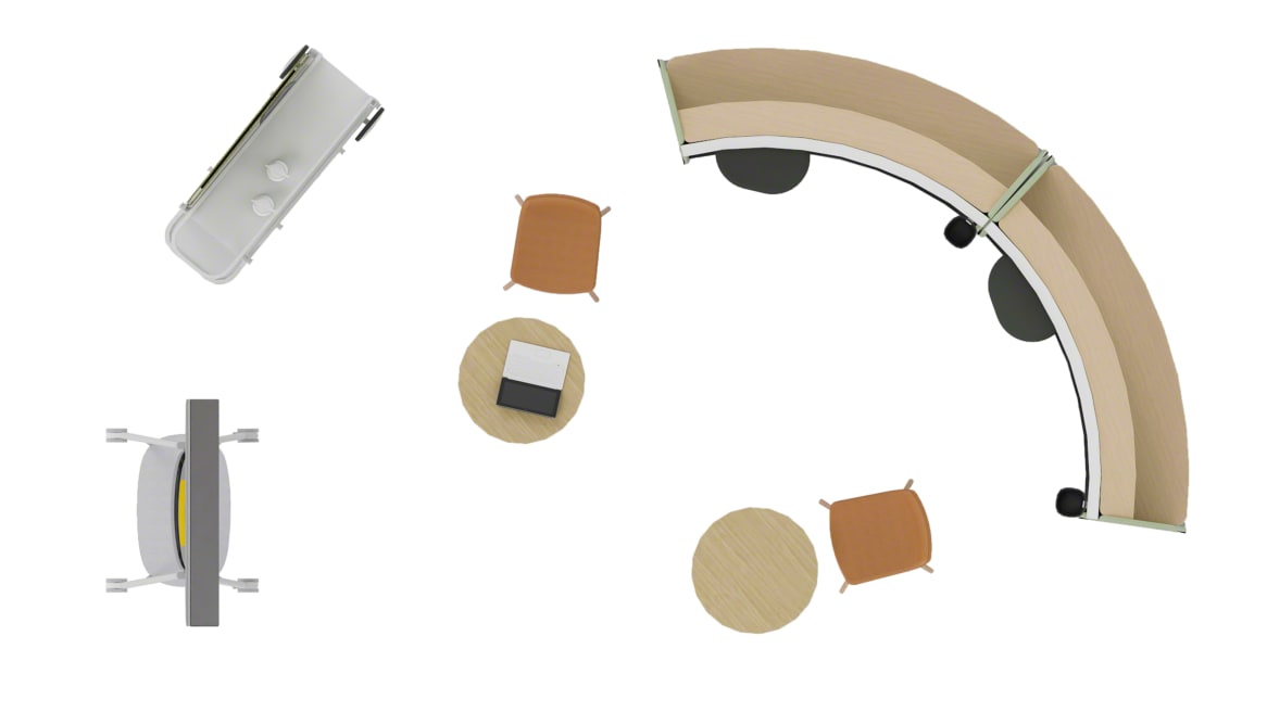 Steelcase Flex Huddle Hub, Steelcase Flex Collection, Steelcase Roam Collection, Coalesse Montara650 Seating, Orangebox Cubb Stool