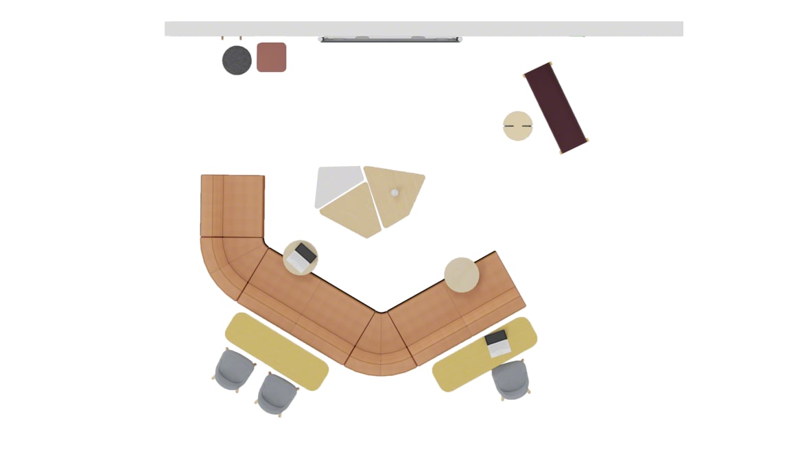 Steelcase Flex Collection, Steelcase B-free Beam, Steelcase Flex Mobile Power, Turnstone Campfire Lounge, Turnstone Bassline Table, Orangebox Lapwing, Orangebox Bligh & Fletcher, Orangebox Cubb Stool