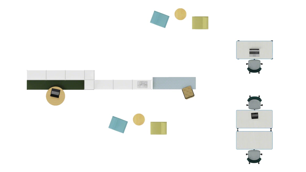 Steelcase Flex Active Frames, Steelcase Flex Mobile Power, Steelcase Turnstone Shortcut, Orangebox Border, Orangebox Away from the Desk, Orangebox Hep Table, Smith System Soft Rocker, Smith System Elemental Nest & Fold Table