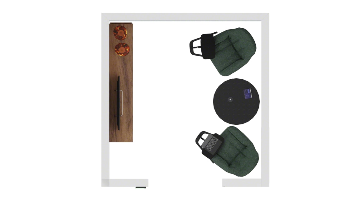 Steelcase RoomWizard, Coalesse Free Stand, Wendelbo Mango chair, Bolia Vitro Table