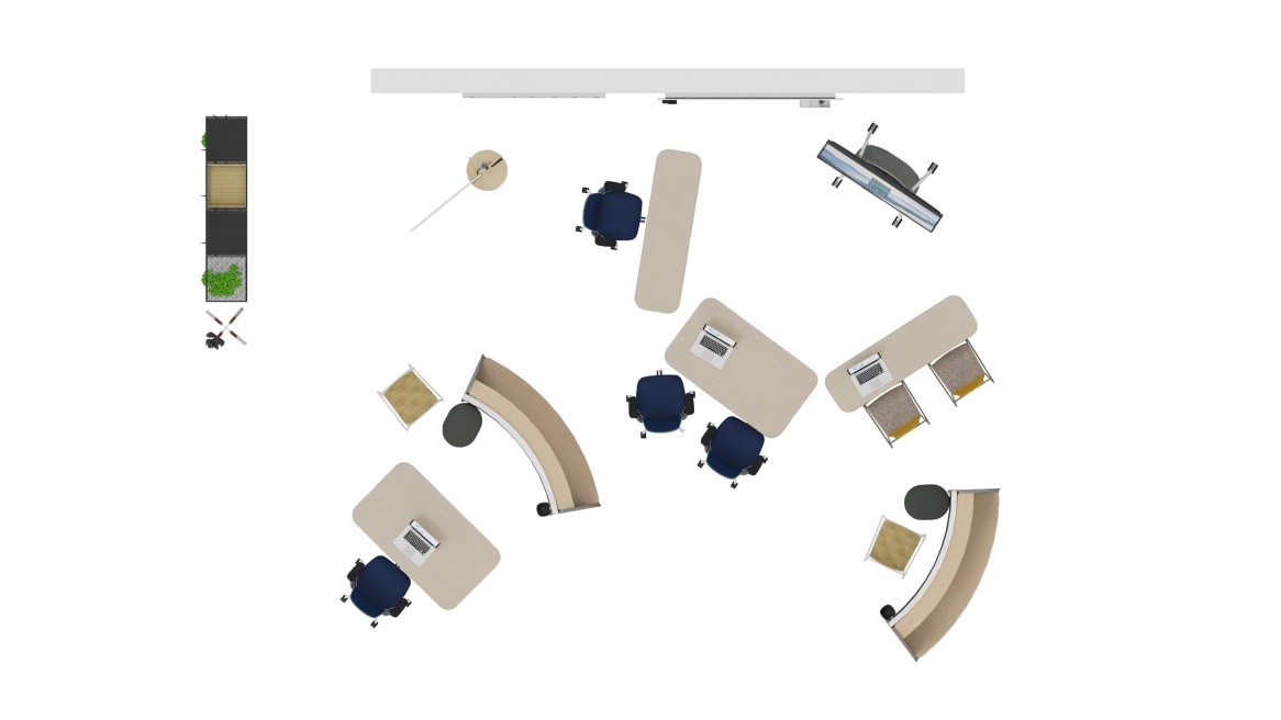 Steelcase Flex Collection, Steelcase Roam Collection, Coalesse Montara650 Seating, Polyvision Motif, Polyvision Sans, m.a.d. Urban Shelf, m.a.d. Lolli Bar Stool, m.a.d. Roto Stool