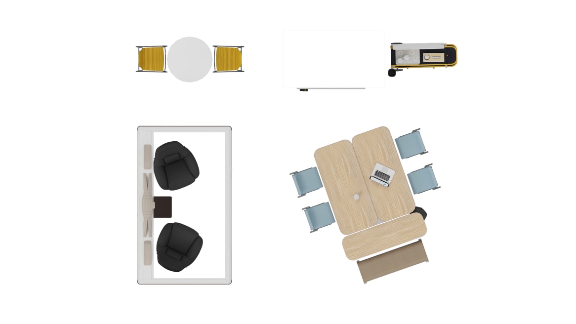 Steelcase Flex Collection, Steelcase B-Free, Coalesse Montara650 Seating, Coalesse Montara650 Table, Orangebox Air3, Polyvision Flow, Bolia Saga Armchair
